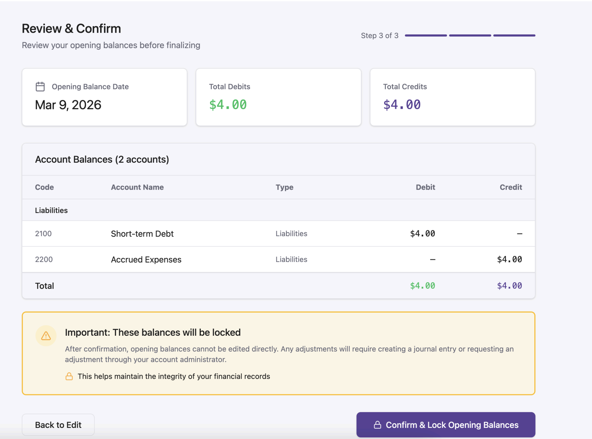 Review & Confirm — step 3 of 3