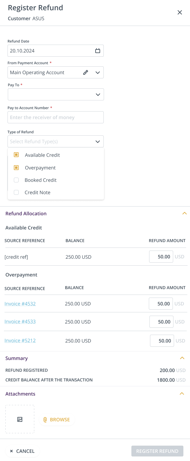 Refund from the correct credit source