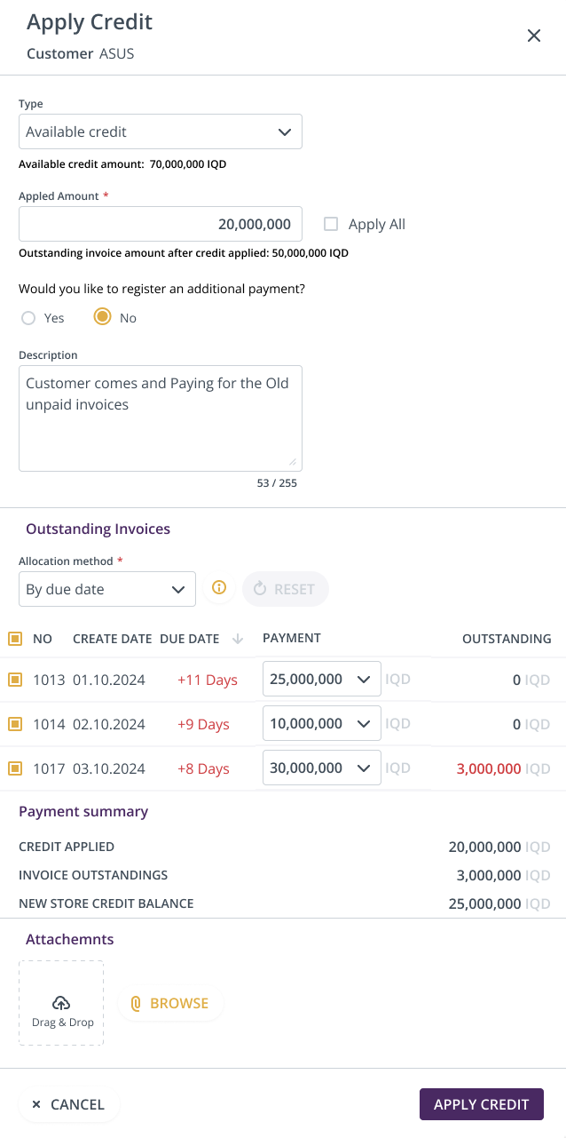 Apply credit without breaking the payment workflow